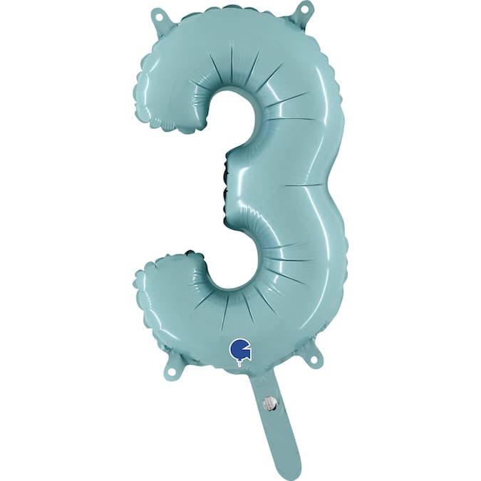 (image for) 14" Pastel Blue Number 3 Foil Balloons